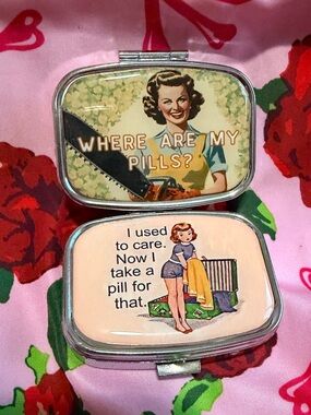 Vintage-Inspired Pink Novelty Pill Boxes - Retro Humor - set of 2